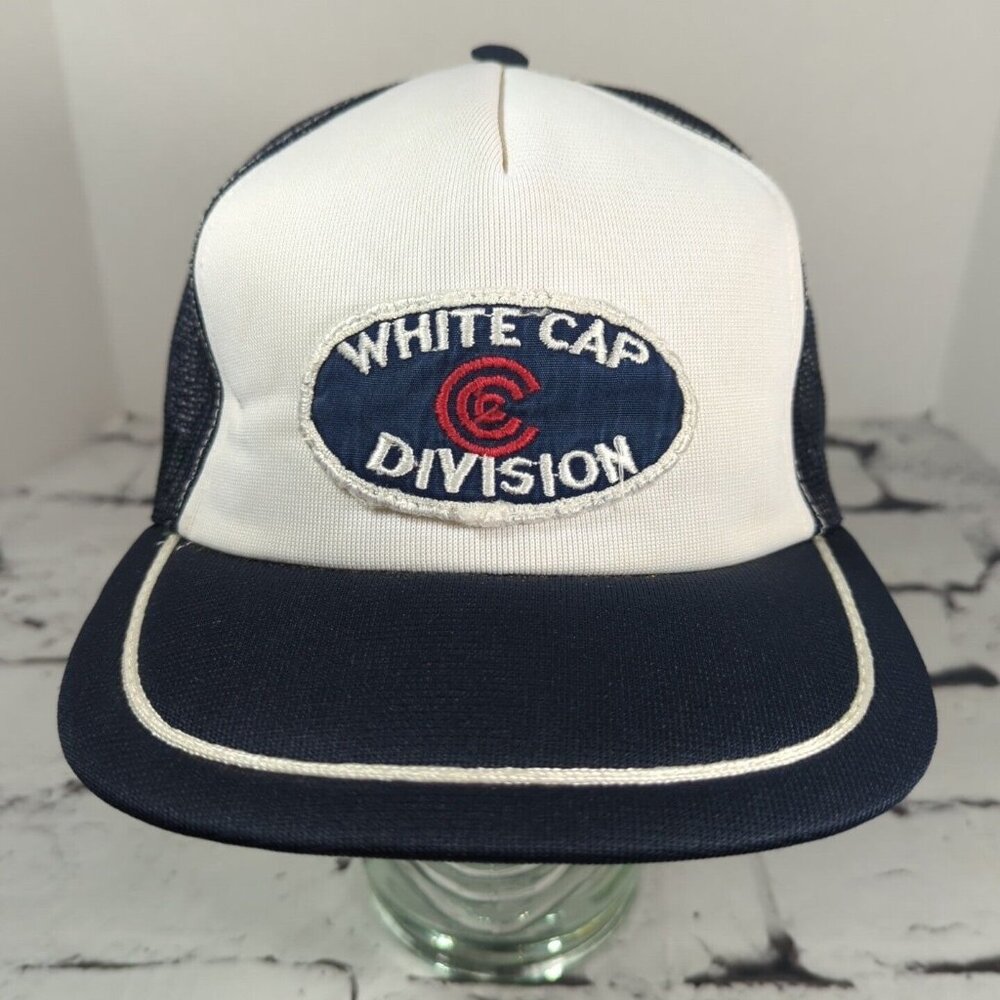 White Cap Division‎ Vintage Snapback Trucker Hat With Patch Adjustable Ball Cap